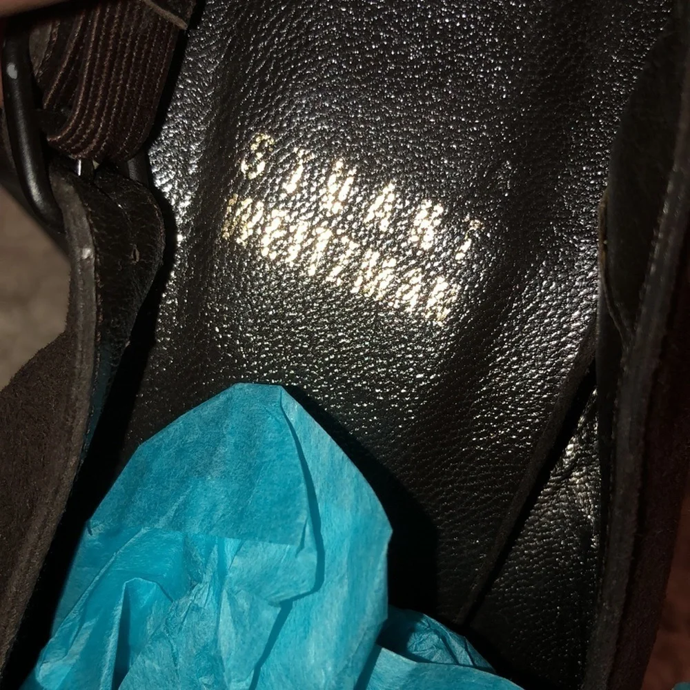 Stuart Weitzman  size 10 brown suede peep toe platform slingback